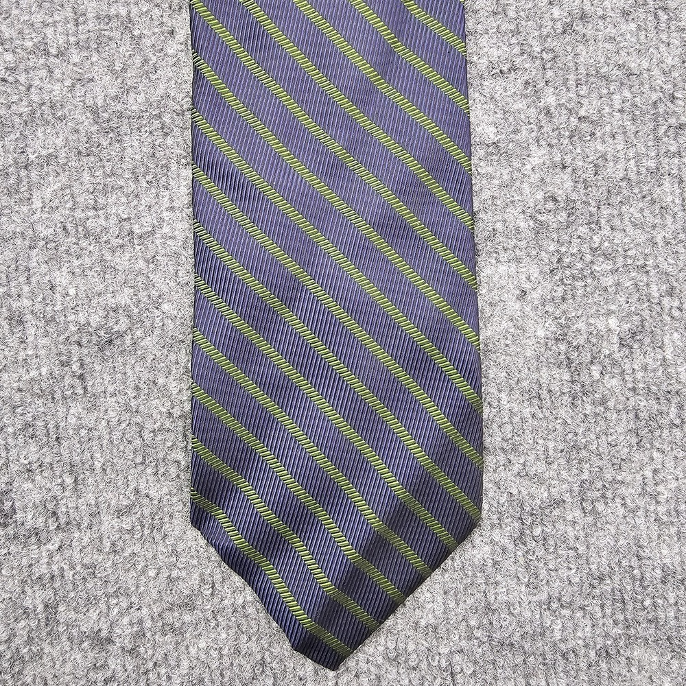 Brooks Brothers Tie Mens Necktie Green Navy Blue Striped 346 Pure Silk USA Made
